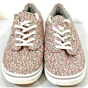 Vans Women's 6.5 Floral Low Top Canvas Skate Sneakers Pink Red Casual Shoes